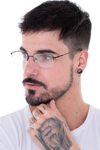 Imagem 5 de 10 de Armação Oculos Ogrife Og 1739-c Metal Masculino Fio Nylon