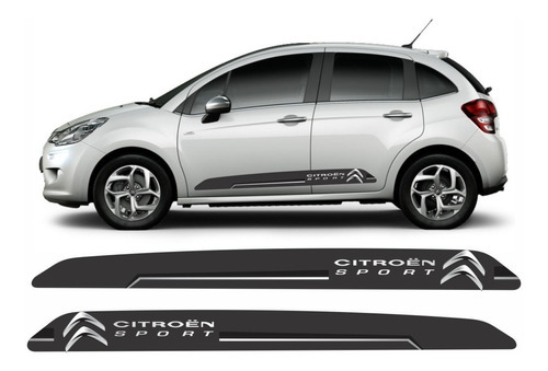 Faixas Adesivas Laterais Compatível Citroen C3 Sport Imp15 Cor CITROEN C3 SPORT PRETO