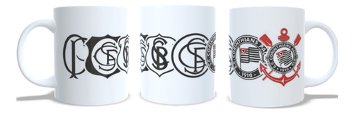 Caneca Cerâmica Personalizada Todo Poderoso Timão Preto E Branco Timão