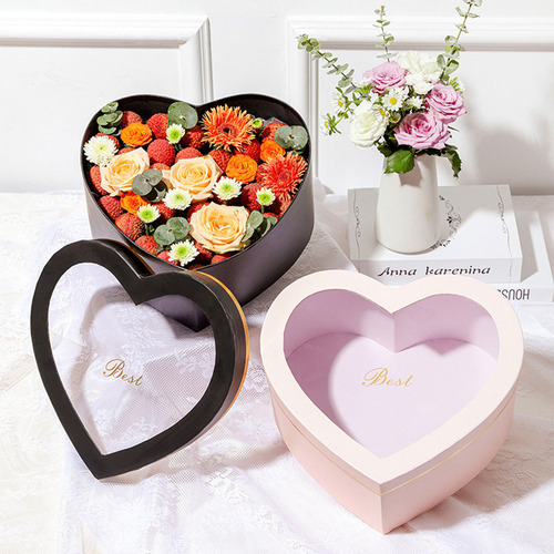 Caja De Flores En Forma De Corazón, Cajas De Regalo Florales