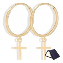 Comprar Aretes Arracadas Oro Puro 10k Mujer Niña Cruz Piercing Mujer Dama Niña Bebe Oro 10 Kilates Joyería Perforación Argolla Oro 10k Corazón Regalo Joyería Fina Novia Oro 10k