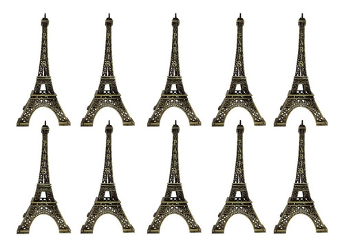 Packx10 Torre Eiffel De Metal Regalo Souvenir Mediano 15cm