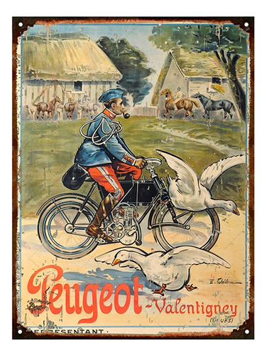 Cartel Chapa Publicidad Antigua Bicicleta Peugeot No Vinilo