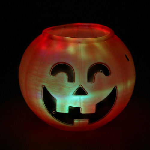 Halloween Adorno Calabaza Caramelera  Luminosa Con Luz Led