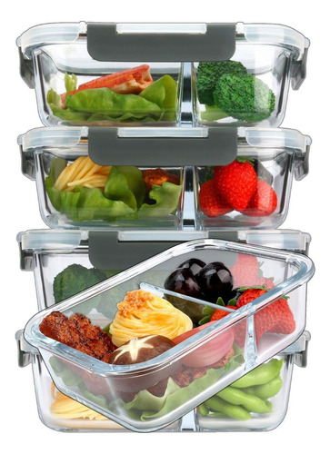 5pack 36 Ozglass Meal Prep Containers 2 Compartments Po...