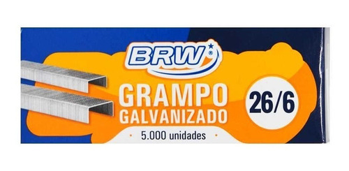 Kit C/10 Grampo 26/6 Galvanizado 5000 Un Brw
