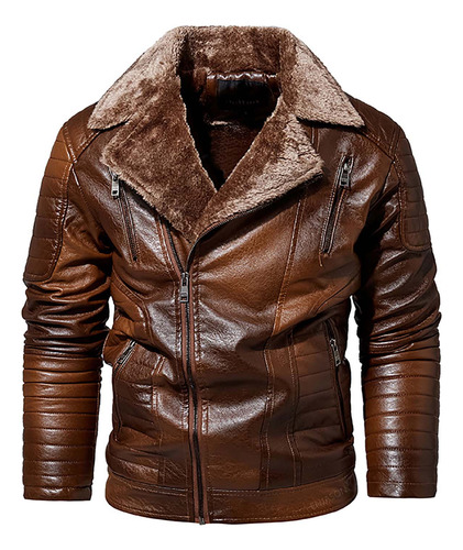 Chaqueta De Forro Polar De Cuero F Para Hombre E Invierno