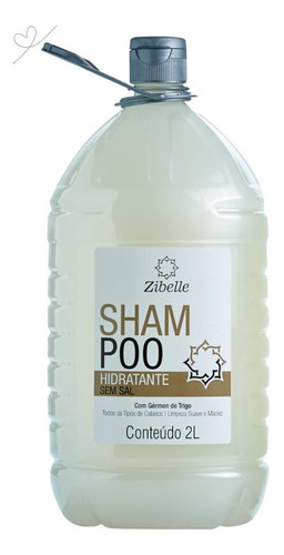 Shampoo Hidratante Sem Sal Para Salão De Beleza Zibelle 2l