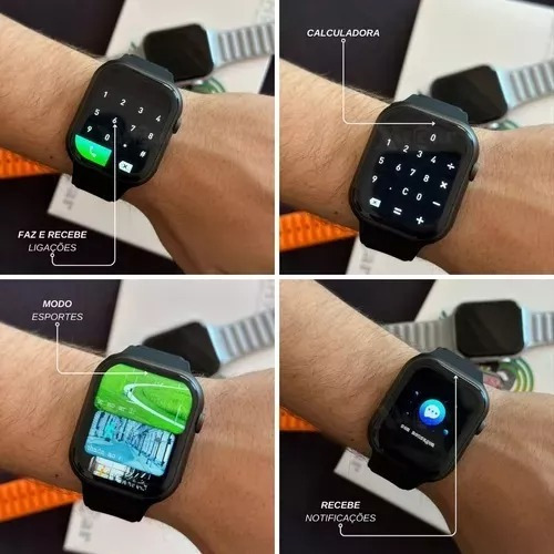 Xh9 48 Mm Trava Pulseira Smartwatch Ios Android Caixa Preto Pulseira Preto Bisel Preto Desenho Da Pulseira Mesh