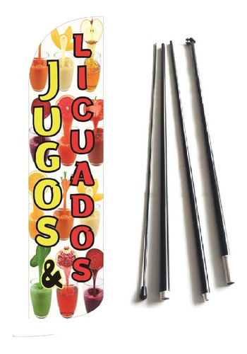 Jugos Y Licuados  Bandera Estructura Combo Asta Flagbanner