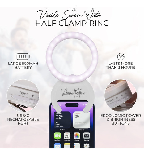 Anillo De Luz Giratorio Para Selfie Con Clip Usb-c