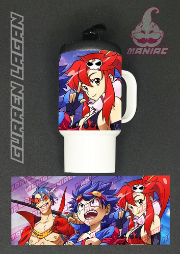 Vaso Jarro Mug Termico Con Tapa Tengen Topa Gurren Lagann