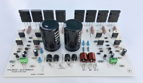 Placa Amplificador 400w Estéreo Com Fonte Embutida 2sc/2sa