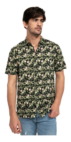 Camisa Manga Corta Hombre Basement Flores Tropical