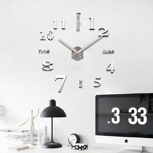 Reloj De Pared Para Bricolaje, Espejo 3d Silencioso, Pegatin