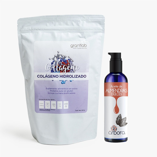 Colágeno Natural + Aceite De Almendras Para Piel Y Cabello 