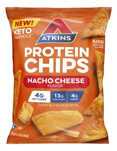 Atkins Chips De Protena, Queso Nacho, Apto Para Keto, Hornea