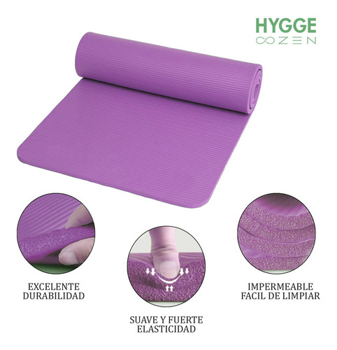 Imagen 5 de 10 de Colchoneta Mat Nbr 10mm Antideslizante Yoga Pilates Fitness