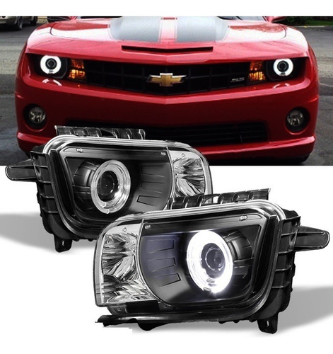 Chevrolet Camaro 2010 - 2013 Juego Faros Ojo De Angel Negros