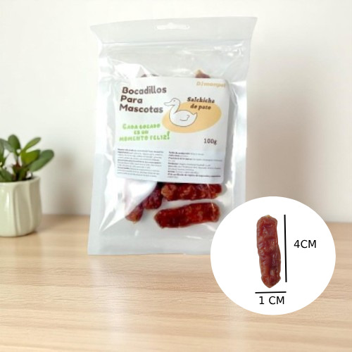 Snack Para Perros Con Sabor Salchicha De Pato De 100g