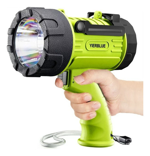 Lampara De Mano Luz Led Camping Caceria Recargable Sos Color Verde Lima