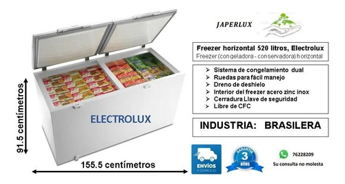 Imagen 1 de 1 de Congeladora Freezer Horizontal 500l, Electrolux Brasil 