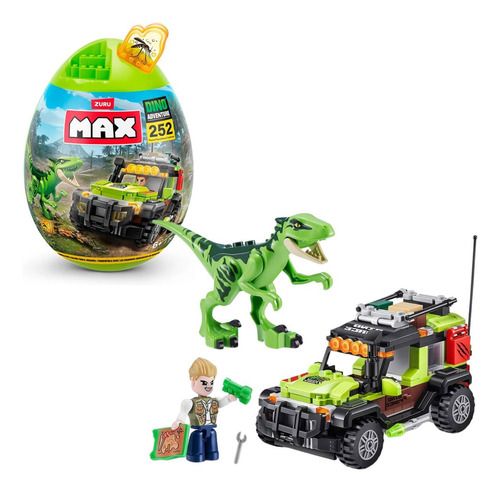 Bloco De Montar Max Dino Adventure Velociraptor 252pçs Zuru