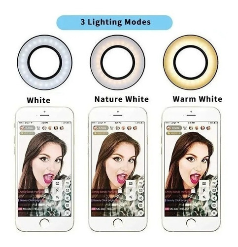 Imagen 5 de 7 de Lámpara Escritorio Aro Luz Fotografia Led Selfie Tiktok 2en1