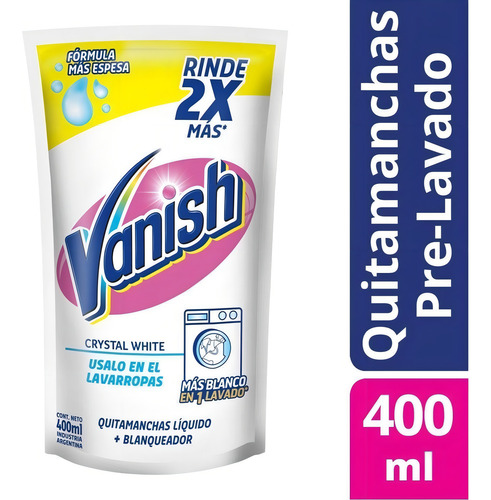 Vanish Líquido Quitamanchas Blanqueador Concentrado Repuesto 400ml x1