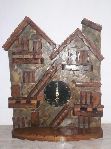 Reloj Casa De Madera Y Piedras Por15$