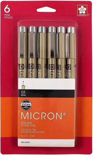 Pigma Micron Fine Line Pen Set of 6