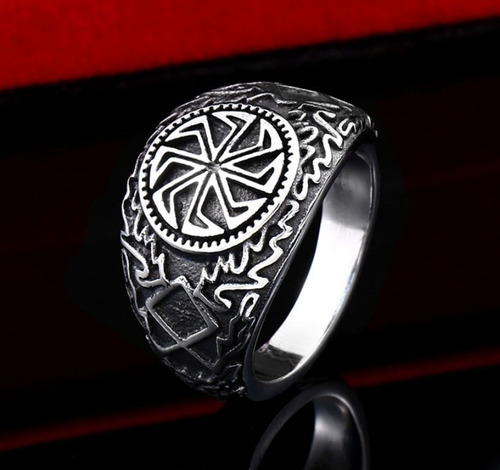 Imagen 8 de 8 de Anillo Vikingo Celta Solar Titanio Biker Acero Inoxidable