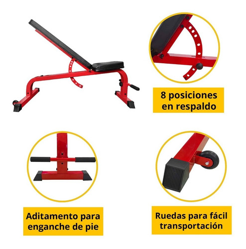 Imagen 3 de 7 de Banco Multiposiciones Inclina/declina/recto Ejercicios Gym