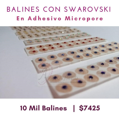 10,000 Balines Con Adhesivo Micropore Decorados Con Cristal