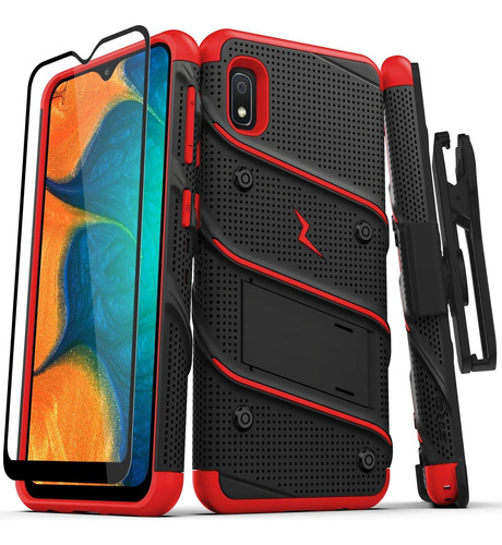 Funda Zizo Galaxy A10e Clip/ Vidrio Templado/negro/rojo