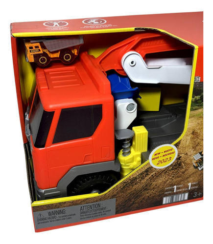 Conjunto Brinquedo Veículo Grande Caminhão Guindaste Terrestre Menino Matchbox - Aberto Se Transforma Em Estação De Escavação - Produzido Em Bioplástico Sustentável - Mattel Brinquedos
