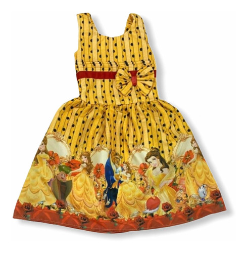Vestido De Festa Infantil Temático A Bella E A Fera