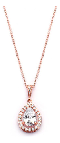 Collar De Novia De Cristal De Circonita Cúbica De Oro Rosa