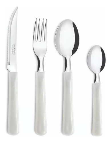 Set De Cubiertos Simonaggio Elementos 16 Piezas Blanco Perla
