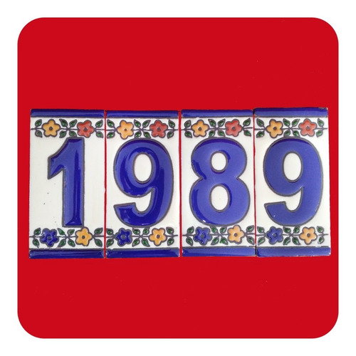 4 Pzas Placa Numero Casa Mini Cerámica Tipo Talavera 5x10 Cm