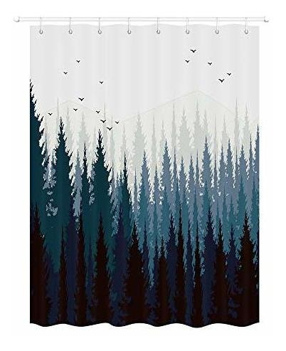 Mountain Forest Scene Fabric   Curtains For  Room  Pine...