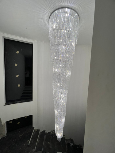 Pendente Cristal Espiral Ø60cm - Pé Direito Duplo Teto Alto