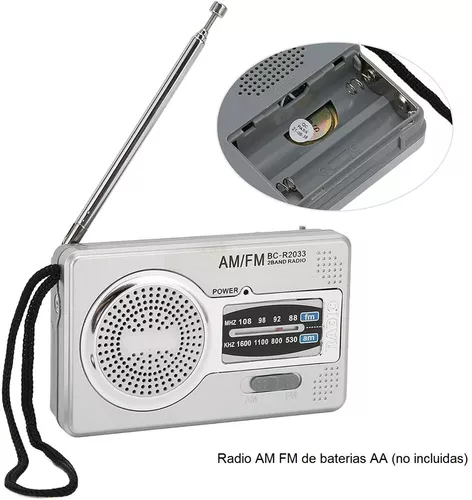 Radio de bolsillo portátil pequeña que funciona con batería material ABS  AM/FM