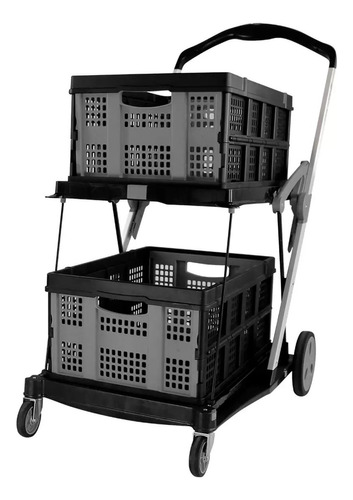 Carrito Compras Con Canastas Plegable Ag Box Cap 70kg Negro