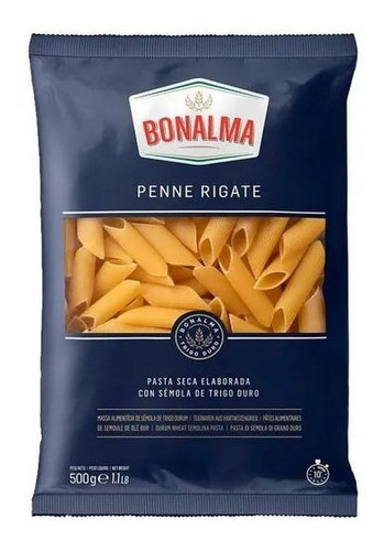 Penne Rigate X500gr Bonalma Premium Semola De Trigo Duro 