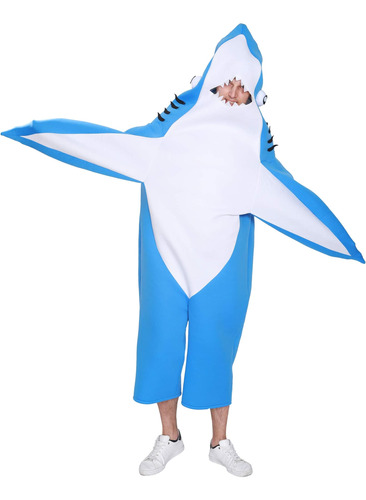 Eraspooky Disfraz De Tiburón Adulto Fiesta De Mascota Azul D