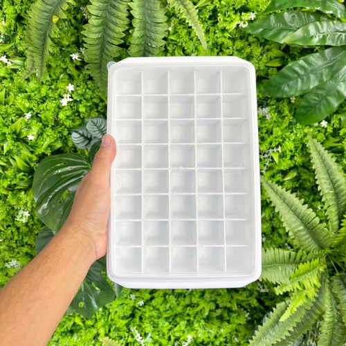 Forma De Gelo Com Tampa Sem Bpa - 12 Unidades Cor Branco
