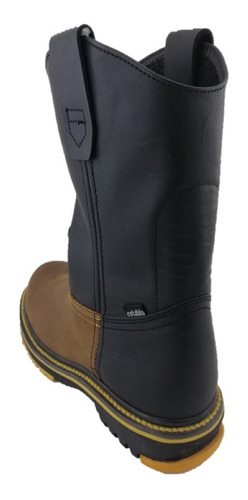 Imagen 2 de 4 de Bota Establo Tipo Rooper Casual Trabajo Piel Mango Y Negro