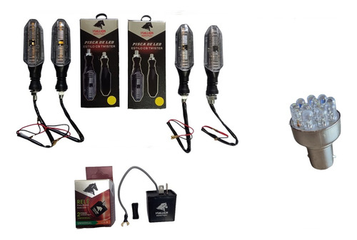 Kit 4 Piscas Setas Led Fan 150 11 12 13 + Relê + Lâmp Lanter