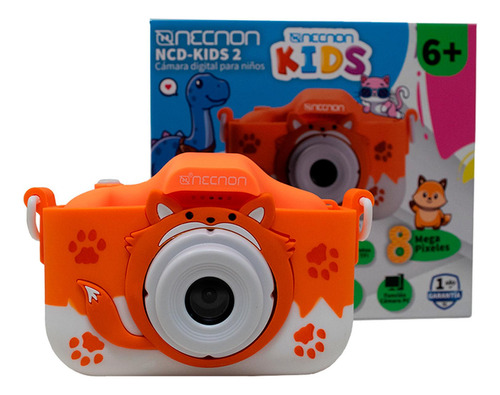Camara Digital Kids Necnon Ncd-kids2 8mp Zoom 4x 30fps Zorro Naranja